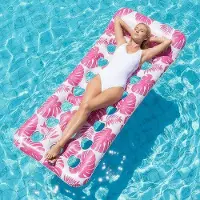 OEM Luftbett - Schwimmend Bett - Sommerliche Entspannung - Mit Kopfstütze - 180 x 80 cm - Rosa