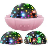 Novzep Sternenhimmel Projektor Kinder Nachtlicht,360° Rotation, Dimmer,projektor lampe mit 2 Lampenschirmen, Mädchen Geschenk, rosa Lampe