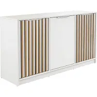 Mirjan 24 Kommode Bali Lux D3, Stilvoll Wohnzimmer, Kommode mit drei Drehtüren (Farbe: Weiß / Wotan Eiche)