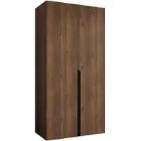 Mirjan 24 Kleiderschrank Mila 1 100, Schlafzimmer, Kleiderschrank, mit zwei Drehturen und mit Kleiderstange, Modern, Garderobenschrank (Farbe: Nuss Warmia + Schwarz)