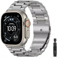 StarTech.com Metallarmband - Smartwatch-Armband - Edelstahl - Serie 11/10 42 mm - Faltschließe - Titanfarben mit Werkzeug