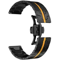 StarTech.com Metallarmband für Smartwatch - Universal 22 mm - Edelstahl - Faltschließe - Schwarz-Orange