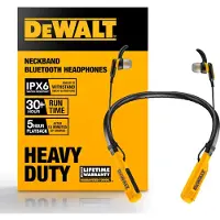 DeWalt Heavy-Duty Magnetische Bluetooth Nackenbügel-Kopfhörer – Kabellose Earbuds mit 30 Std. Laufzeit, Geräuschisolierung, Freisprech-Mikrofon (Gelb)