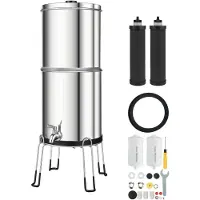 StarTech.com Schwerkraft-Wasserfilter Wasserfiltersystem - 8,5 L Tischwasserfilter - Edelstahl 304 - Reduziert Blei & 99% Chlor - 2 Aktivkohle- & 2 Fluoridfilter - Für Zuhause & Camping - Silber