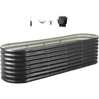 SUGIFT Hochbeet Metall 2400x600x600 mm, Pflanzbeet, Gemüsebeet, Pflanzkasten mit offenem Boden & abgerundeten Kanten, Blumenbeet, Kräuterbeet, ideal für Gemüse, Blumen, Kräuter & Sukkulenten