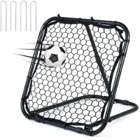 Costway Fußball Rebounder mit 5-fach Winkel, Rückprallnetz, Rückprallnetz mit Füßen & U-Heringen, Fußballtor für Jugendliche & Kinder, Schwarz