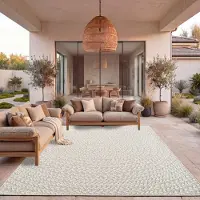 TT Home Outdoor Teppich Wetterfest Garten Schlafzimmer Flur Natürlicher Sisal Look Geometrisches Boho Design Modern Unifarben Größe 120x170 cm