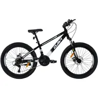DaviBikes Davi Terrano 24 zoll mountainbike, 21 gang-schaltung, 9–12 jahre, stabiler 11-zoll-rahmen, federung, schwarz/weiß, für Jungen