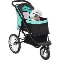 SUGIFT Hundebuggy bis 10 kg kleine Hunde Katzen faltbar Ein-Klick Oxford 600D Türkis