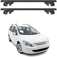 Menabo Dachträger Grundtäger für Peugeot 307 Kombi 2001-2008 Alu 90kg Schwarz 2tlg