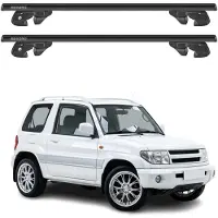 Menabo Dachträger Grundtäger für Mitsubishi Pinin 1999-2007 Alu 90kg Schwarz 2tlg