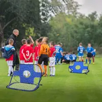 SUGIFT Fußballnetz tragbar, Fußballtor Pop-Up 2-in-1, Minitore klappbar, Oxford-Gewebe, Blau | mit Tragetasche | 2er Set | 123 x 80 x 80 cm