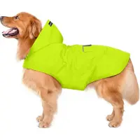 Famanu Regenjacke für Hunde mit Kapuze, Aussparung für den Hals und reflektierenden Streifen für erhöhte Sicherheit, ultraleicht, atmungsaktiv und 100% wasserdicht, geeignet für mittelgroße bis große Hunde