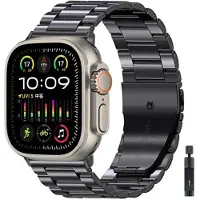 StarTech.com Smartwatch-Armband - Metallarmband - Edelstahl - Faltschließe - Schwarz mit Werkzeug - Ultra 3 49 mm - Schwarz