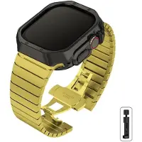 StarTech.com Smartwatch-Armband - Armband mit Gehäuse - Edelstahl - TPU-Gehäuse - Series 10 - 42 mm - Gold/Schwarz