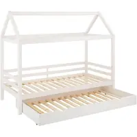 Freiraum Hausbett >Athen2< in Weiß, Kiefer/Weiß - 208x165x98cm (BxHxT)