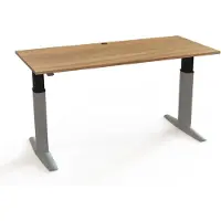 Stier Schreibtisch 501-23 elektrisch höhenverstellbar 180 x 80cm Nussbaum/Silber melaminbeschichtet 68-120cm