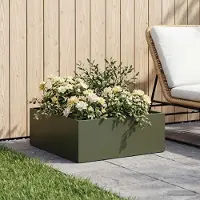 Prolenta Maison Exclusive - Garten-Pflanzgefäß Olivgrün 40 x 40 x 20 cm Kaltgewalzter Stahl