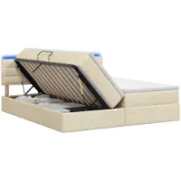 Syfax LED-Speicherbett mit Matratze Creme 200 x 200 cm Stoff