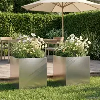Prolenta Maison Exclusive - Garten-Pflanzgefäß 2 stk. Silber 20 x 20 x 20 cm Edelstahl