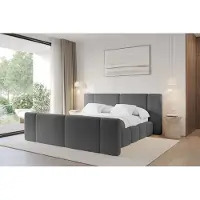 ALTDECOR Polsterbett mit Bettkasten - NILO-Z - 140x200 - Grau - Bett mit Kopfteil und Fußteil, Boxbett ohne Matratze, Doppelbett mit Stauraum