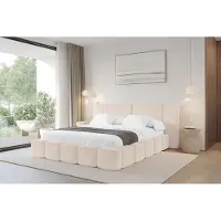 ALTDECOR Polsterbett mit Bettkasten - NILO - 180x200 - Beige - Bett ohne Matratze, Doppelbett mit Stauraum und Latternrost, Boxbett mit Kopfteil