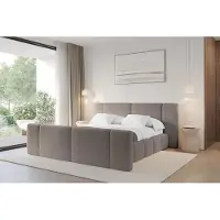ALTDECOR Polsterbett mit Bettkasten - NILO-Z - 180x200 - Braun - Bett mit Matratze H3/H4, Kopfteil und Fußteil, Boxbett, Doppelbett mit Stauraum