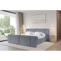 ALTDECOR Polsterbett mit Bettkasten - NILO-Z - 180x200 - Grau - Bett mit Kopfteil und Fußteil, Boxbett ohne Matratze, Doppelbett mit Stauraum
