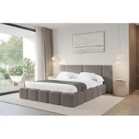 ALTDECOR Polsterbett mit Bettkasten - NILO - 160x200 - Braun - Bett mit Matratze H3/H4, Doppelbett mit Stauraum und Latternrost, Boxbett mit Kopfteil