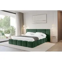ALTDECOR Polsterbett mit Bettkasten - NILO - 200x200 - Grün - Bett ohne Matratze, Doppelbett mit Stauraum und Latternrost, Boxbett mit Kopfteil