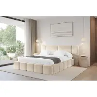 ALTDECOR Polsterbett mit Bettkasten - NILO - 120x200 - Beige - Bett mit Matratze H3/H4, Doppelbett mit Stauraum und Latternrost, Boxbett mit Kopfteil