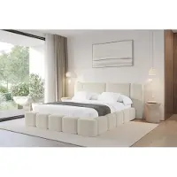 ALTDECOR Polsterbett mit Bettkasten - NILO - 120x200 - Beige - Bett mit Matratze H3/H4, Doppelbett mit Stauraum und Latternrost, Boxbett mit Kopfteil