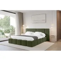 ALTDECOR Polsterbett mit Bettkasten - NILO - 180x200 - Grün - Bett mit Matratze H3/H4, Doppelbett mit Stauraum und Latternrost, Boxbett mit Kopfteil