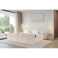 ALTDECOR Polsterbett mit Bettkasten - NILO-Z - 180x200 - Beige - Bett mit Matratze H3/H4, Kopfteil und Fußteil, Boxbett, Doppelbett mit Stauraum