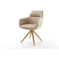 DELIFE Esszimmerstuhl Pejo-Flex Mikrofaser Beige Vintage Holzgestell kantig Natur Taschenfederkern