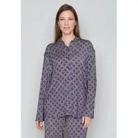 JOOP! Pyjamaoberteil JOOP, Damen, Gr. 34, blau (geo print lila), Jersey, Obermaterial: 95% Modal, 5% Elasthan, bequem hüftbedeckend, V-Ausschnitt, Shirts Pyjamaoberteil