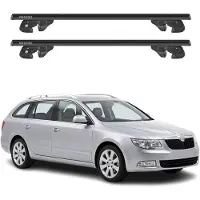 Menabo Dachträger für Skoda Superb II Kombi 2008-2013 Pre-FL Alu 90kg Schwarz 2tlg