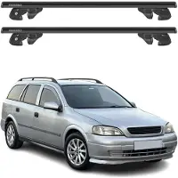 Menabo Dachträger Grundtäger für Opel Astra G Kombi 1998-2004 Alu 90kg Schwarz 2tlg
