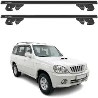 Menabo Dachträger Grundtäger für Hyundai Terracan 2001-2007 Alu 90kg Schwarz 2tlg