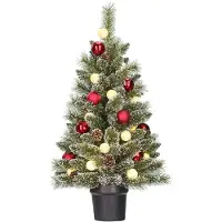 Black Box Trees Kaprun Weihnachtsbaum Potted gruen frosted rot 20L TIPS 90 batteriebetrieben und Timer - h90xd51cm