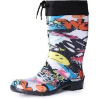 Ladeheid Damen Gummistiefel mit Stulpe LA-968 (Zeitung, 42)