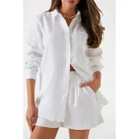 Guess Marciano GUESS Ls Gen Linen Shirt Pure White Größe: L | Longsleeves Outlet | Damen | Weiß