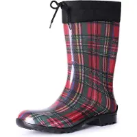 Ladeheid Damen Gummistiefel mit Stulpe LA-968 (Rot/Gitter, 38)