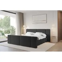 ALTDECOR Polsterbett mit Bettkasten - NILO-Z - 140x200 - Schwarz - Bett mit Matratze H3/H4, Kopfteil und Fußteil, Boxbett, Doppelbett mit Stauraum