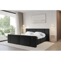 ALTDECOR Polsterbett mit Bettkasten - NILO-Z - 160x200 - Schwarz - Bett mit Matratze H3/H4, Kopfteil und Fußteil, Boxbett, Doppelbett mit Stauraum