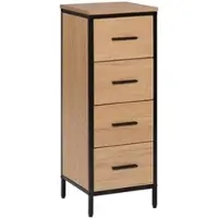 EUGAD Hochschrank mit 4 Schubladen aus Metall + Holzwerkstoff 30x82x30 cm