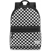 Zagatto ZG765 Schwarz weiß karierter Rucksack 45x30x15 20L Geräumig A4 Rucksäcke Sportrucksack Trekking-Rucksack Schulrucksack Jugendrucksack