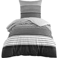 Cofi1453® Bettwäsche mit Streifenmuster - Wendebettwäsche mit Reißverschluss 155 x 220 cm + 80 x 80 cm