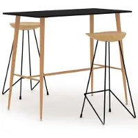 vidaXL 3-tlg. Bar-Set Schwarz