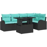 vidaXL Gartensofa-set 6 stk. 5-Sitzanzahl Schwarz Poly Rattan